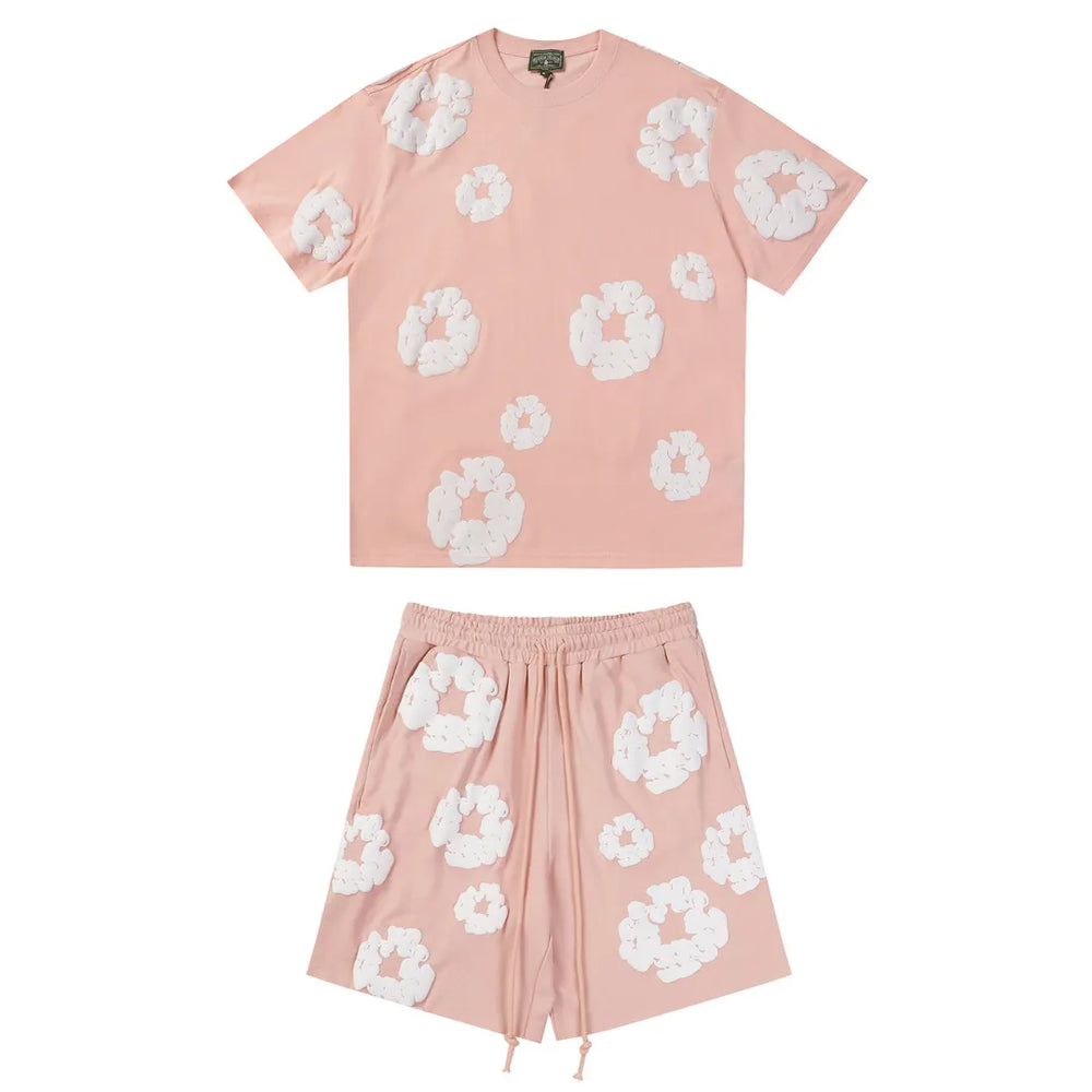 Denim Trs Pink Short set